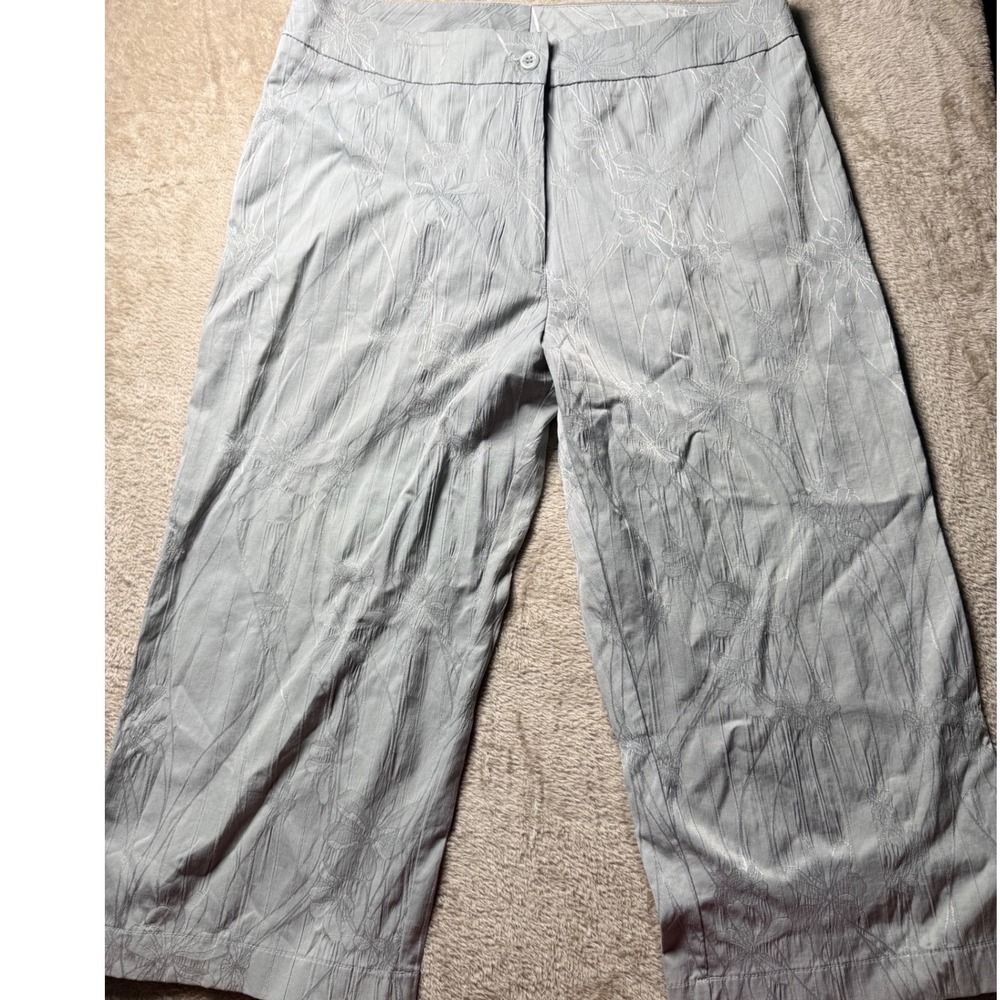 Eaton New Zealand Women 12 Floral Textured Cropped Capri Pants 90 style
